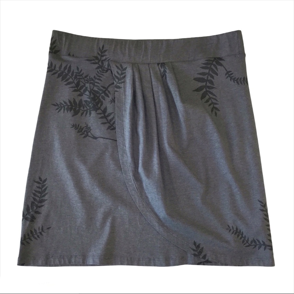 Toad & Co Organic Cotton Gray Fern Leaf Skirt L